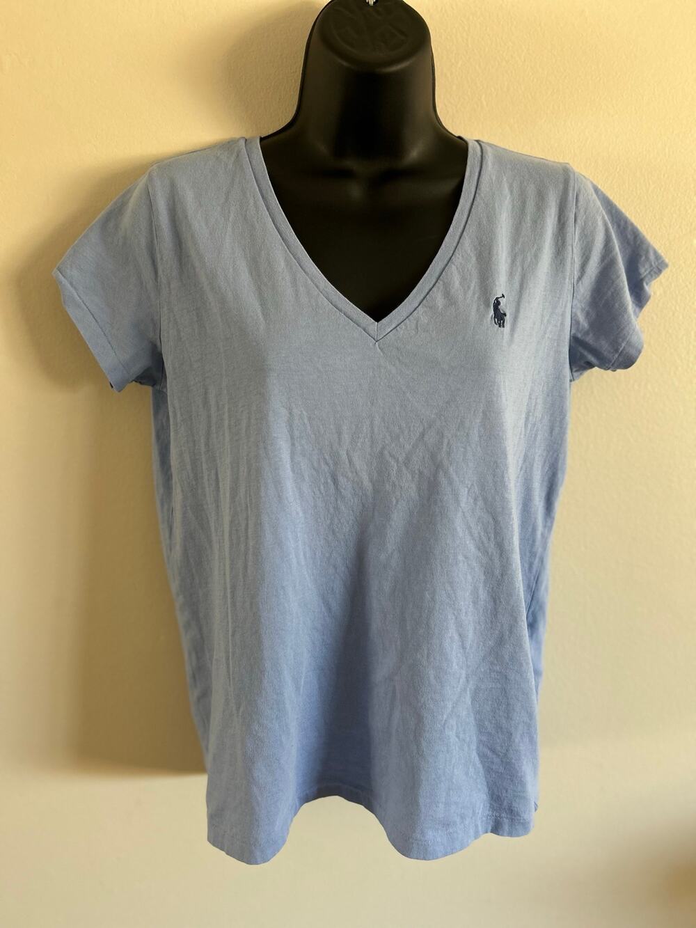 Polo Ralph Lauren Women’s S Light Blue V-Neck Pony Logo T-Shirt